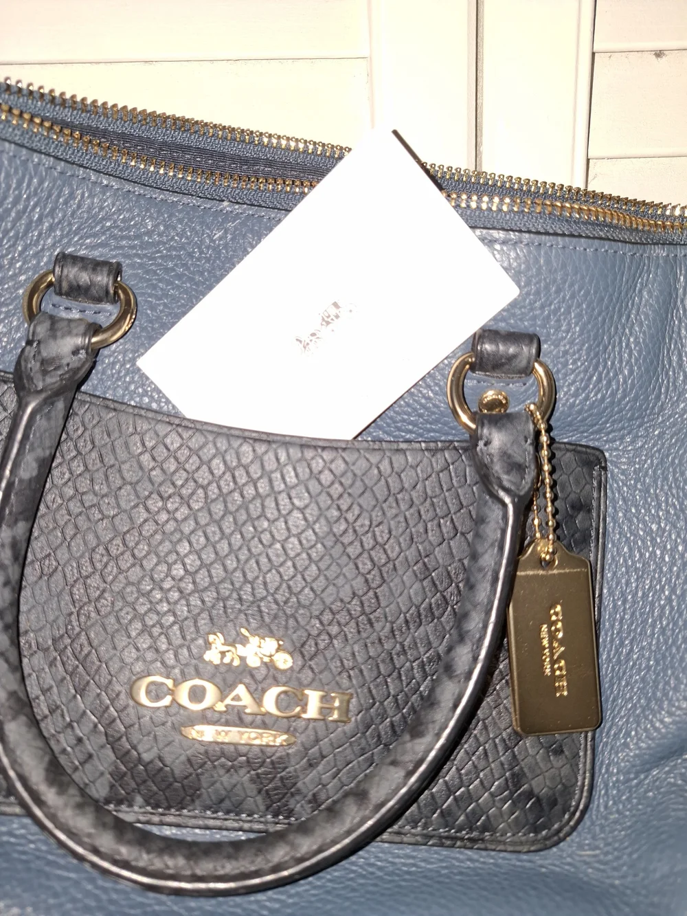 Coach Teal Leather Crossbody with Black Trim and Gold Hardware
